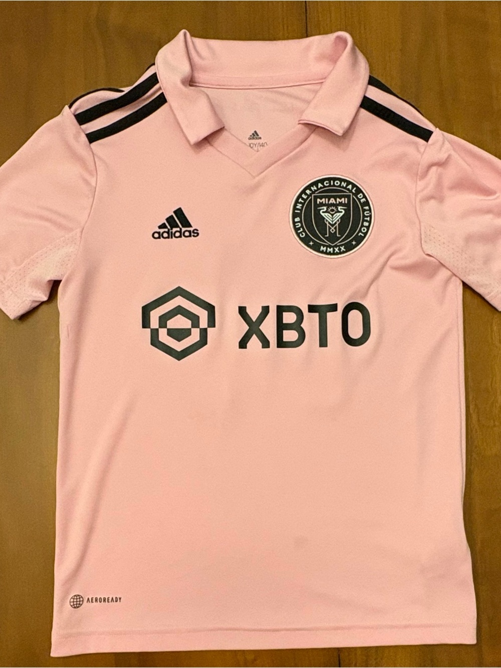 adidas Kids Light Pink Inter Miami Jersey with Black Accents